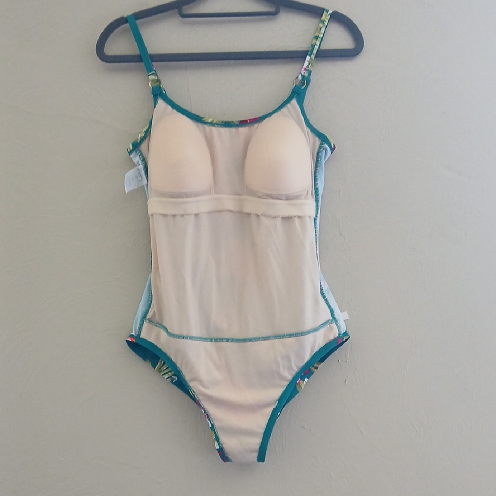 Kona Sol Green and Pink One Piece Swimwear‎ Tropical Vibes Sz M - Picture 4 of 6